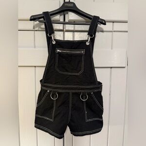 Hot Topic Black Overalls with White Accents